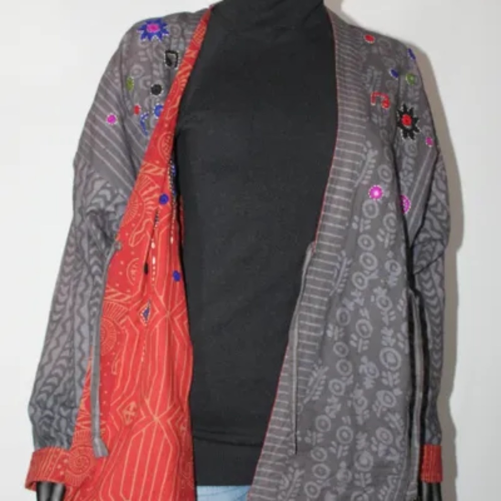 Vintage India Print Women's 100% Cotton Reversible Jacket